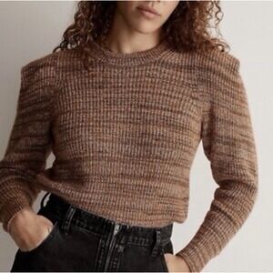 Madewell Wool Alpaca Blend Space Dyed Brown Pullover‎ Sweater Size XL